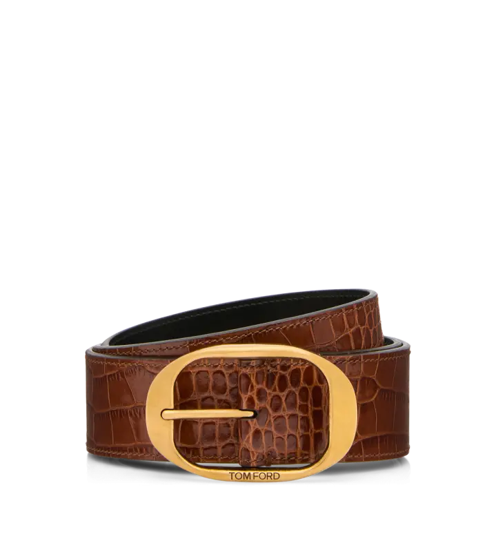 PRINTED CROC OVAL BUCKLE BELT online