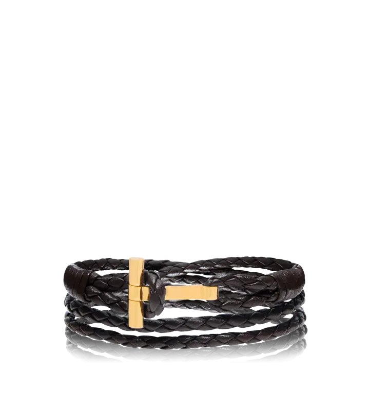 BRAIDED LEATHER T BRACELET online
