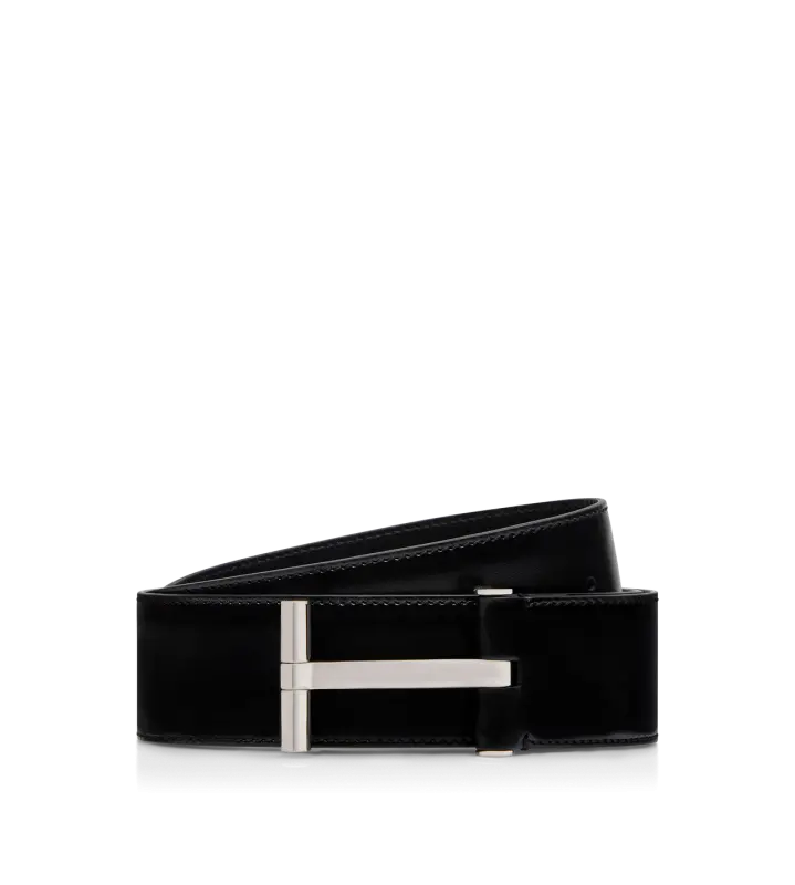 SMOOTH LEATHER T BELT BLACK online
