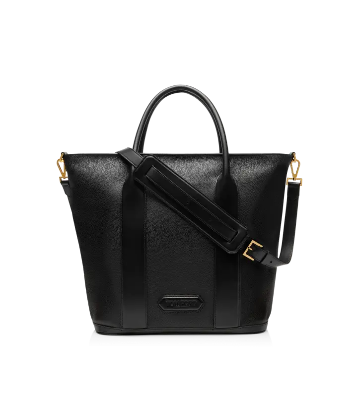 GRAIN LEATHER SHOPPER WITH ZIP BLACK online