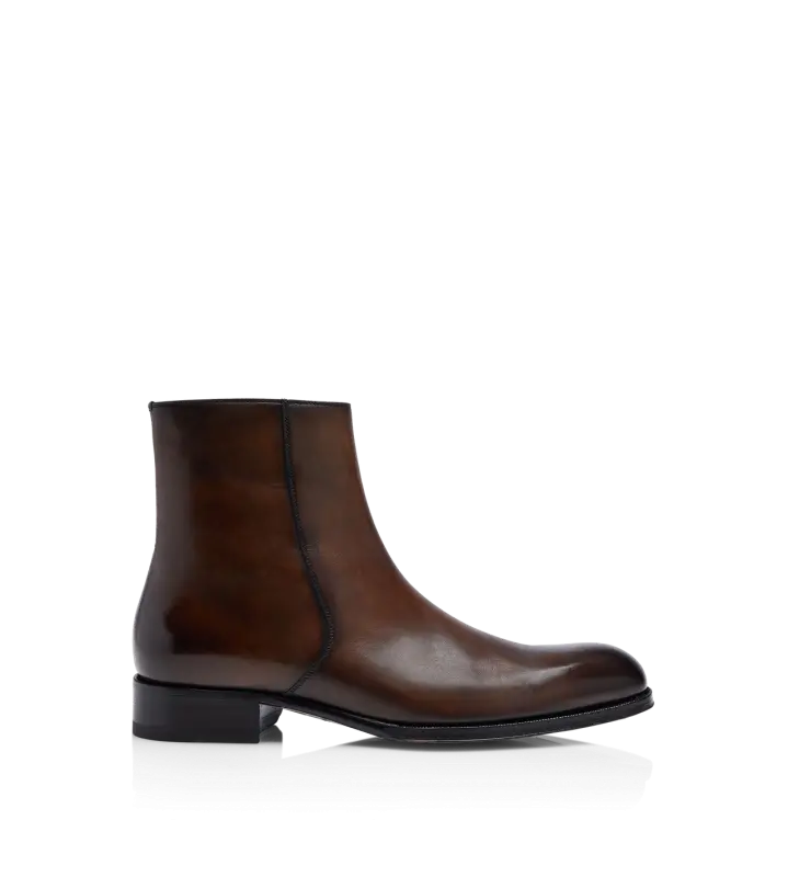 BURNISHED LEATHER ELKAN ZIP BOOT BRONZE online