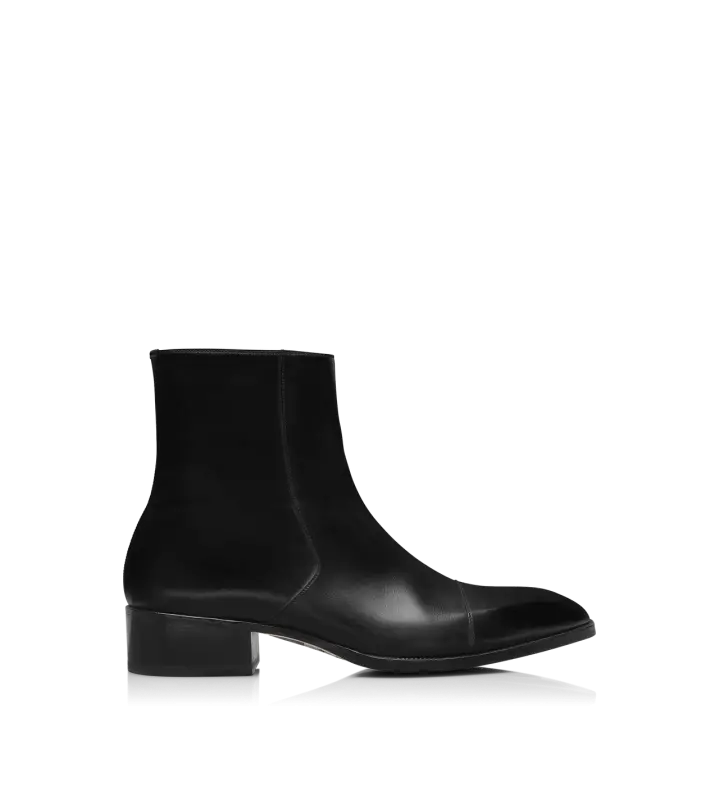 BURNISHED LEATHER HAINAUT ZIP BOOT BLACK online
