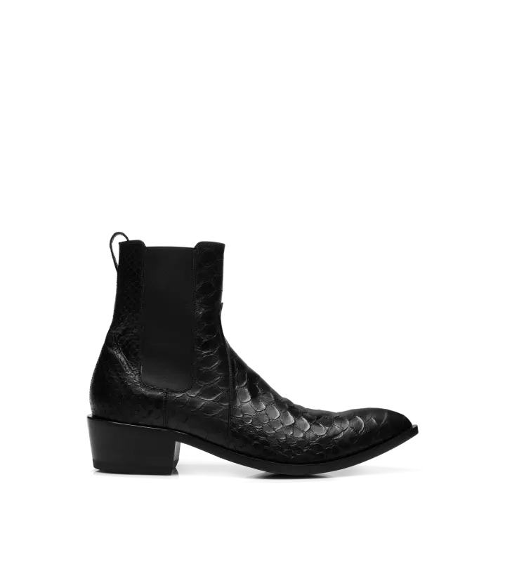 MATTE PRINTED PYTHON CHELSEA BOOT BLACK online