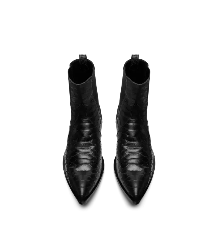 MATTE PRINTED PYTHON CHELSEA BOOT BLACK online