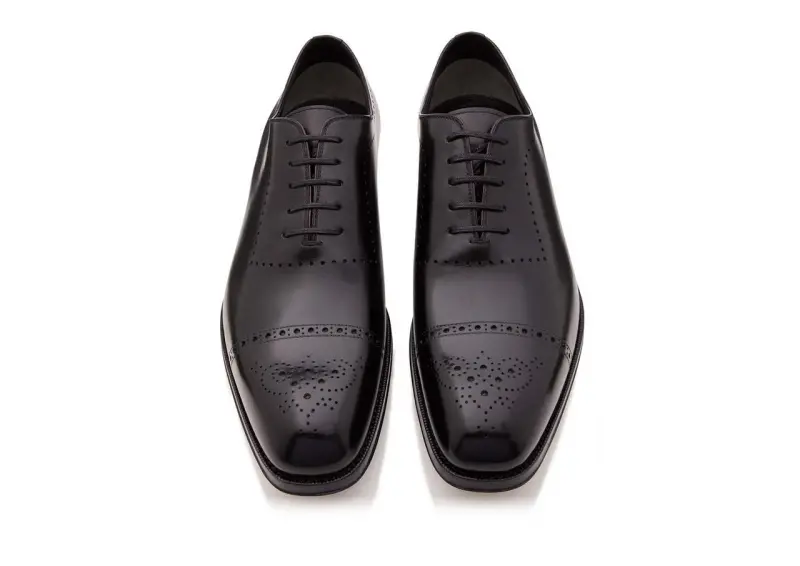 BURNISHED LEATHER EDGAR BROGUE LACE UP BLACK online