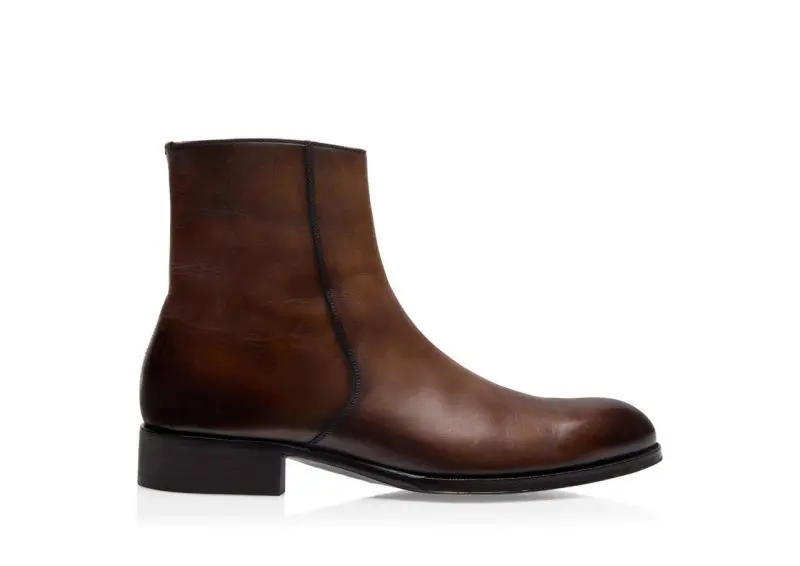 BURNISHED LEATHER EDGAR ZIP BOOT BRONZE online