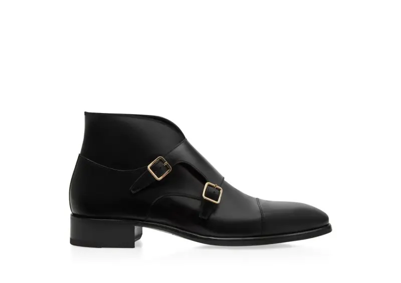 BURNISHED LEATHER ELKAN MONK STRAP BOOT BLACK online