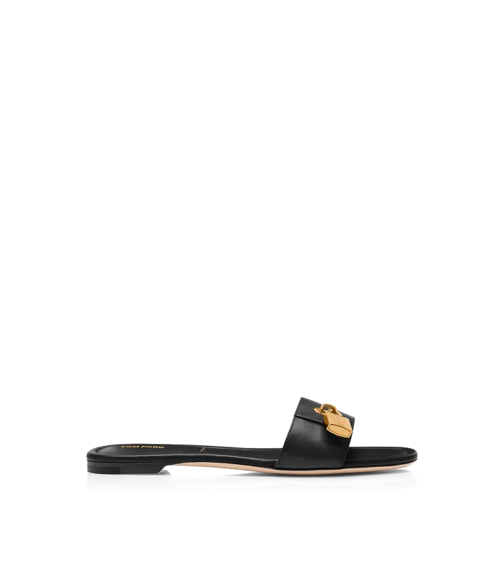 LEATHER PADLOCK SLIDE BLACK online