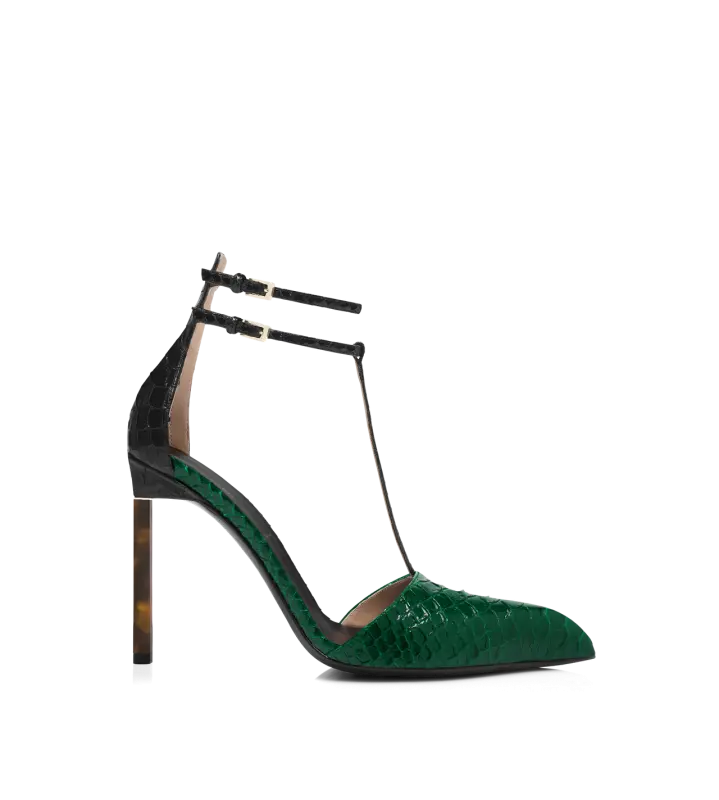 PRINTED PYTHON T STRAP PUMP online