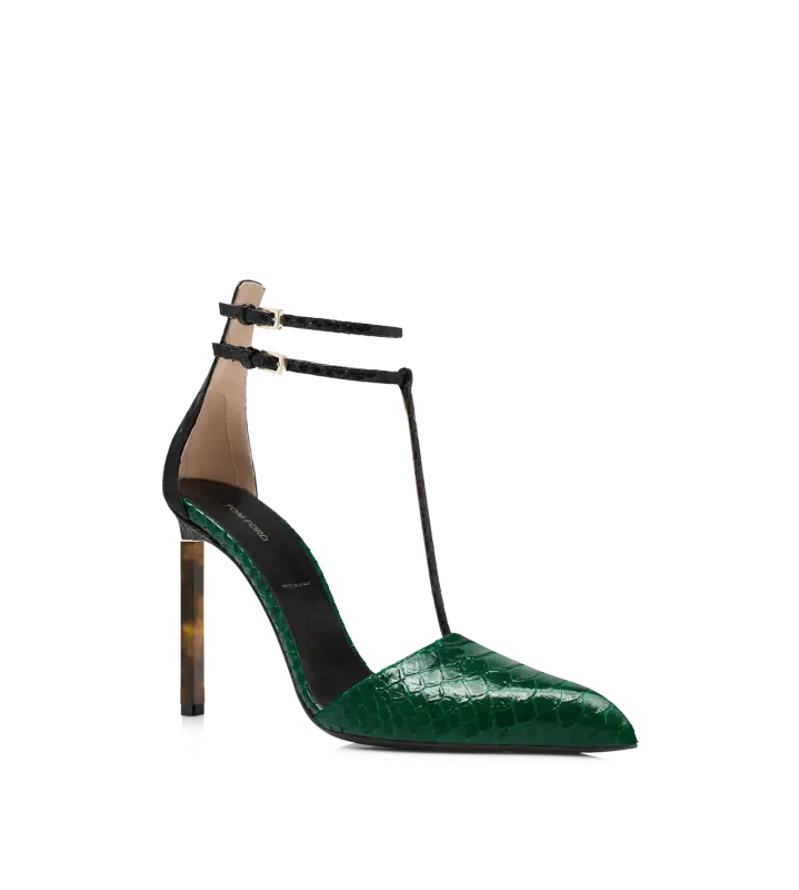 PRINTED PYTHON T STRAP PUMP online
