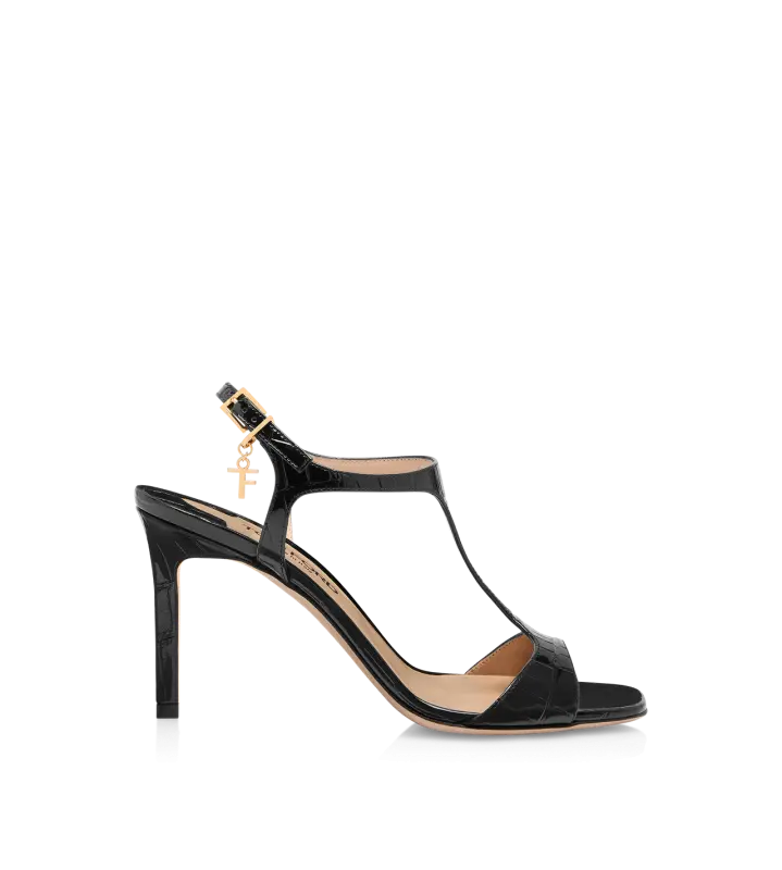 STAMPED CROCODILE LEATHER ANGELINA SANDAL BLACK online