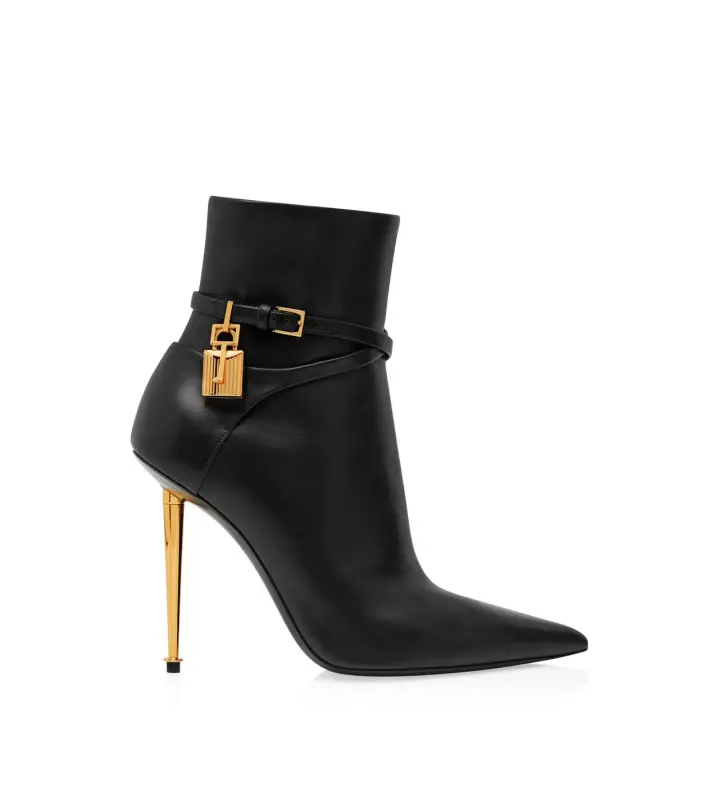 LEATHER PADLOCK ANKLE BOOT BLACK online