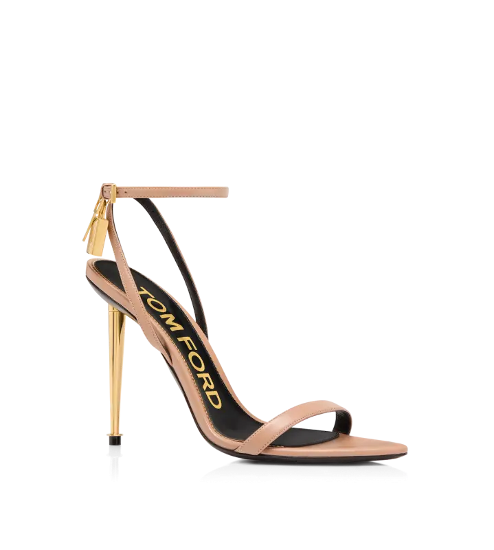 SHINY LEATHER PADLOCK POINTY NAKED SANDAL FLESH online